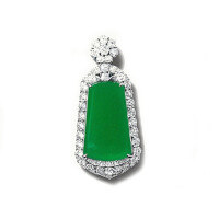 wholesale Gold-plated 925 Silver Pendant with High-Carbon Diamond, Muzo Green Natural Chalcedony, New Chinese Style Auspicious Plaque Jewelry for Women-Single pendant without rope 925 silver