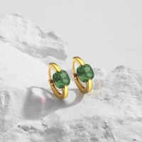 wholesale 925 Sterling Silver Women's Ins Retro Square Zircon Earrings-E2316_Golden Green Zirconium 925 Silver