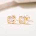 wholesale Gold-plated S925 silver emerald cut moissanite stud earrings with square minimalist design, popular style for women-0-1