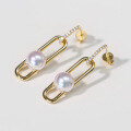 wholesale 18K gold with diamond, designed with fine links and Japanese natural Akoya seawater pearls for custom production of earrings-0-2