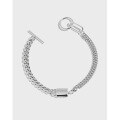 wholesale S925 sterling silver 0030 Korean version ins niche design minimalist OT buckle lock head double-layer chain textured bracelet for women-0-0