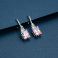 Sterling Silver Ear Hooks with Zircon and Pink Diamond, Clearance Sale with Free Shipping-0-2