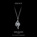 Sterling Silver Geometric Moissanite Pendant Necklace with Diamond Accents-0-4