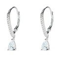 Sterling Silver Half-Drop Earrings with Full Cubic Zirconia and High-Carbon Diamonds-0-1