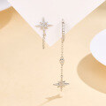 wholesale S925 Sterling Silver Cross-Border Best-Selling Zircon-Inlaid Octagram Fringe Earrings, Fashionable Commuter Star Earrings-0-1