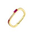 wholesale 925 Sterling Silver Bfirst Designer Fashion and Versatile Slimming Square Women's Ruby Zircon Ring-0-4
