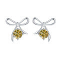 wholesale Metal Material: S925 Sterling Silver Cross-border Wholesale Cute High-end Bow Earrings with Moissanite Ear Studs, Silver Jewelry-0-12