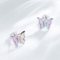 wholesale S925 Silver Powder Opal Butterfly Earrings, High-End and Versatile Small New Stud Earrings for Women, Factory Direct Supply-0-1