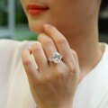 925 Silver Custom Elliptic Moissanite Pigeon Egg Ring-0-2
