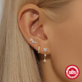 wholesale S925 Sterling Silver Diamond-Encrusted Exquisite Hexagram Star Heart Stud Earrings-0-2