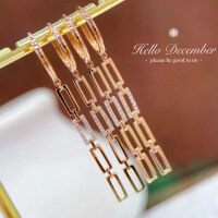 wholesale S925 sterling silver minimalist French-style luxury chain earrings for daily wear, versatile and trendy-BE0126-Gold>925 Silver