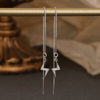 wholesale S925 Silver Earrings for Women, Korean Style Lightning Ear Drops, Long Minimalist Jewelry Wholesale from Source Factory-Earrings-Not with Silver Earrings 925 Silver