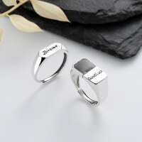wholesale S925 Sterling Silver Geometric Alphabet Lucky Ring, Hong Kong Style Streetwear Trendy Luxury Versatile Index Finger Ring-461FJ/A model: about 2g opening adjustable