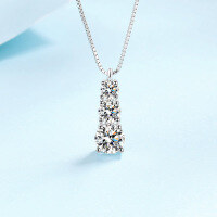 wholesale PT925 Silver Women's Moissanite Pendant Necklace with Gourd Charm and Box Chain, Plated with PT950 Gold, Available for Wholesale from Manufacturer-7A Zircon &gt; 925 Silver