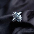 wholesale 925 Sterling Silver Snowflake Ring Fashionable and Unique Ins Aquamarine New Summer Adjustable Open Thumb Ring-0-2