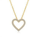 14K Gold Plated 925 Sterling Silver Moissanite Heart Pendant Necklace-0-3