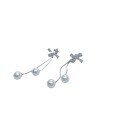 wholesale Sterling Silver Bow Pearl Earrings for Women, Small and Exquisite Design, Long Tassel Drop Earrings, Convertible Two-Way Wear Ear Jewelry-0-4