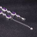 wholesale S925 Sterling Silver Luxury Design Natural Amethyst Bracelet 19 Carats European and American Style Gemstone Bracelet-0-3