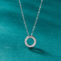 wholesale S925 silver metal minimalist and elegant Korean and Japanese style diamond zirconia circle pendant necklace chain wholesale-0-1