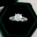 S925 Sterling Silver Hip-Hop Double Row Moissanite Ring for Women Wholesale-0-0