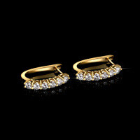 S925 Sterling Silver Moissanite Geometric Stud Earrings-Set with moissanite (gold)  925 silver