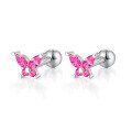 wholesale 925 Sterling Silver Butterfly Ear Studs Ins Style Colorful Zircon Earrings Piercing Screw Earrings for Women Cross-Border Wholesale-0-12