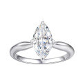 Sterling Silver Ins Minimalist Moissanite Three-in-One Marquess Cluster Ring 2 Carats-0-0