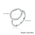 wholesale 925 Silver Cross-Border Hot-Selling Geometric Micro-Pave Circle Ring Necklace and Earrings Set, New Ins-Style Jewelry for Women-0-6
