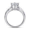 wholesale S925 silver zircon ring, small and classic engagement six-prong one-carat diamond ring, minimalist fashion pure silver women's ring-0-2