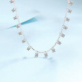 wholesale PT950 gold-plated 925 sterling silver full-set moissanite starry bead chain women's necklace, high-end luxury collarbone chain-0-5