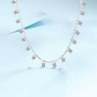 wholesale PT950 gold-plated 925 sterling silver full-set moissanite starry bead chain women's necklace, high-end luxury collarbone chain-3 carats (3mm 30 pieces)  925 silver