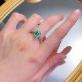 wholesale 925 Silver Inlaid with 7*9 Green Tourmaline Ring,ins-0-3
