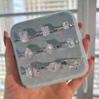 wholesale S925 Sterling Silver Cross-Border European and American Women's Ring with High-End Sensibility, 8A-Grade Zircon Inlay, Ice Flower Cut Craft, Luxurious Closed Design-Platinum DY120828-SW-WH 7