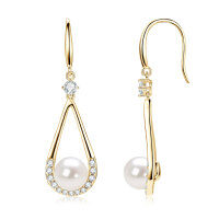 Metal Classic Princess Pearl Zircon Earrings, Cross-Border Best-Seller-Style K [Clearance Sale with Free Shipping]  925 Silver