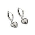 wholesale S925 Sterling Silver 380 Korean Version Ins Indie Design Vintage Distressed Pearl-Edge Smooth Heart Textured Earrings for Women-0-4