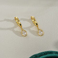 14K Gold Plated S925 Silver Teardrop Moissanite Earrings, Simple Women's Studs-0-1