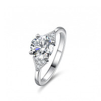 Silver Moissanite Ring Four Prong Sparkling Diamond-1 carat (set with eight hearts and eight arrows zircon)  19 yards