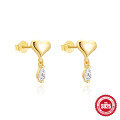 wholesale S925 Sterling Silver Baguette Zircon Heart Stud Earrings, Korean Minimalist Design for Daily Wear-0-0