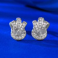 wholesale S925 Silver New Knot Ear Studs Fashion Commuter Style Inlaid Earrings Women's Earrings European and American Cross-Border Model-E542 White Diamond 925 Silver