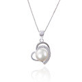 wholesale S925 silver jewelry source factory new heart-shaped freshwater pearl pendant simple ladies necklace wholesale-0-4