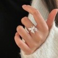wholesale S925 Sterling Silver Butterfly Ring for Women, New Korean Style Minimalist Design Fashion Ring with High-End Trendy Feel-0-3