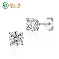 wholesale 925 Sterling Silver Minimalist Korean Style Personality Stud Earrings with Four-Paw Zircon, Wholesale from Manufacturer-Thick Silver Platinum 925 Silver