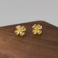 wholesale 990 Sterling Silver Sweet Filigree Influencer Same Style Ear Studs Ins Style Niche Exquisite Four-Leaf Flower Ear Studs M06572-Pure silver 990 a pair Pure silver