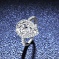 Sterling Silver Moissanite Ring Women's Luxury Pave Pear Shape 4 Carat-0-2