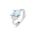 wholesale S925 Sterling Silver Classic Square Gemstone Ring 32 Carat European and American Export Blue Spinel Crystal Ring Fashion-0-6