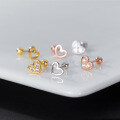 wholesale S925 Sterling Silver Diamond-Inlaid Asymmetric Threaded Heart Stud Earrings Ins Style Design Women's M04325-0-0