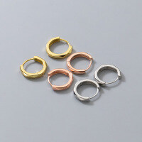 wholesale 925 Sterling Silver Rhombus Cut Ear Cuff Women Korean Style Ins Minimalist Geometric Circle Mini Hoop Earrings M00619-S925 silver pair gold model>925 silver