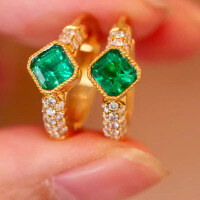 wholesale S925 Sterling Silver Red Elk Full Body Ear Clasps, Fashionable and Versatile Square Sugar Diamond Classic Light Luxury Earrings for Women, Daily Minimalist Style-BE0046-Gold 925 Silver