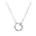 wholesale Metal Material: 999 Silver Maker S999 Silver Möbius Double Loop Pendant Necklace with Small Zircon, Light Luxury, Exquisite, High-End, Fashionable Collarbone Chain-0-4