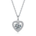 Sterling Silver 1-Carat Moissanite Heart Pendant Necklace for Women-0-3